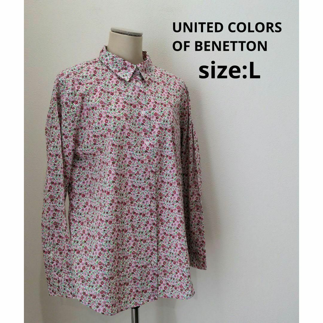 UNITED COLORS OF BENETTON.(ユナイテッドカラーズオブベネトン)のUNITED COLORS OF BENETTON 小花柄 長袖シャツ L レディースのトップス(シャツ/ブラウス(長袖/七分))の商品写真