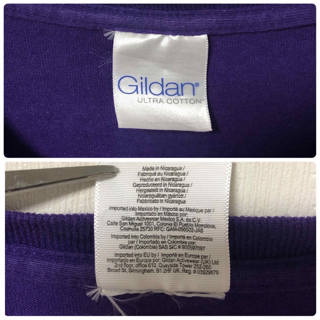 GILDAN(ギルタン)のGILDAN ギルダン Tシャツ 紫 ユニセックス Sサイズ相当 海外古着 輸入 メンズのトップス(Tシャツ/カットソー(半袖/袖なし))の商品写真