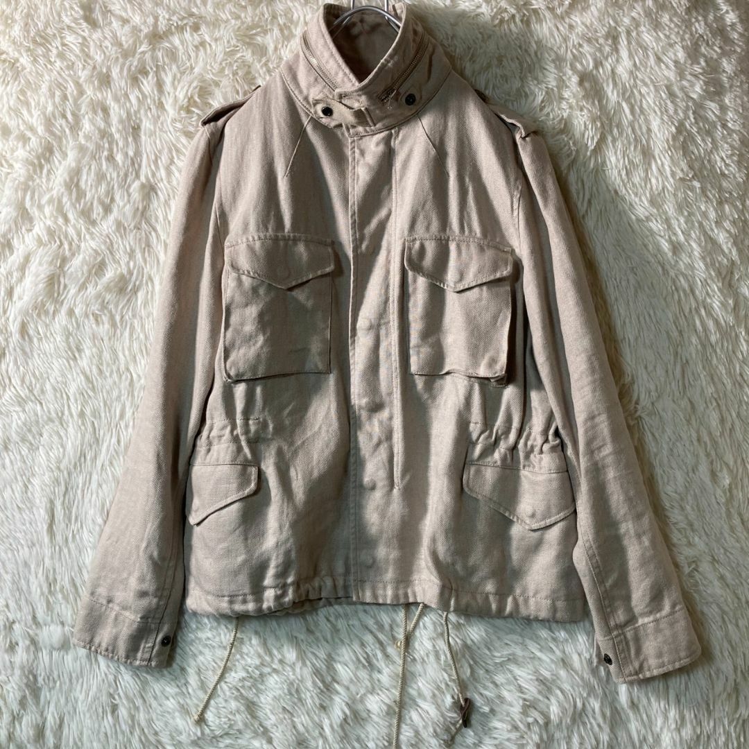 upper hights(アッパーハイツ)の美品 ARMY upper hights リネンミリタリージャケット 1 レディースのジャケット/アウター(ミリタリージャケット)の商品写真