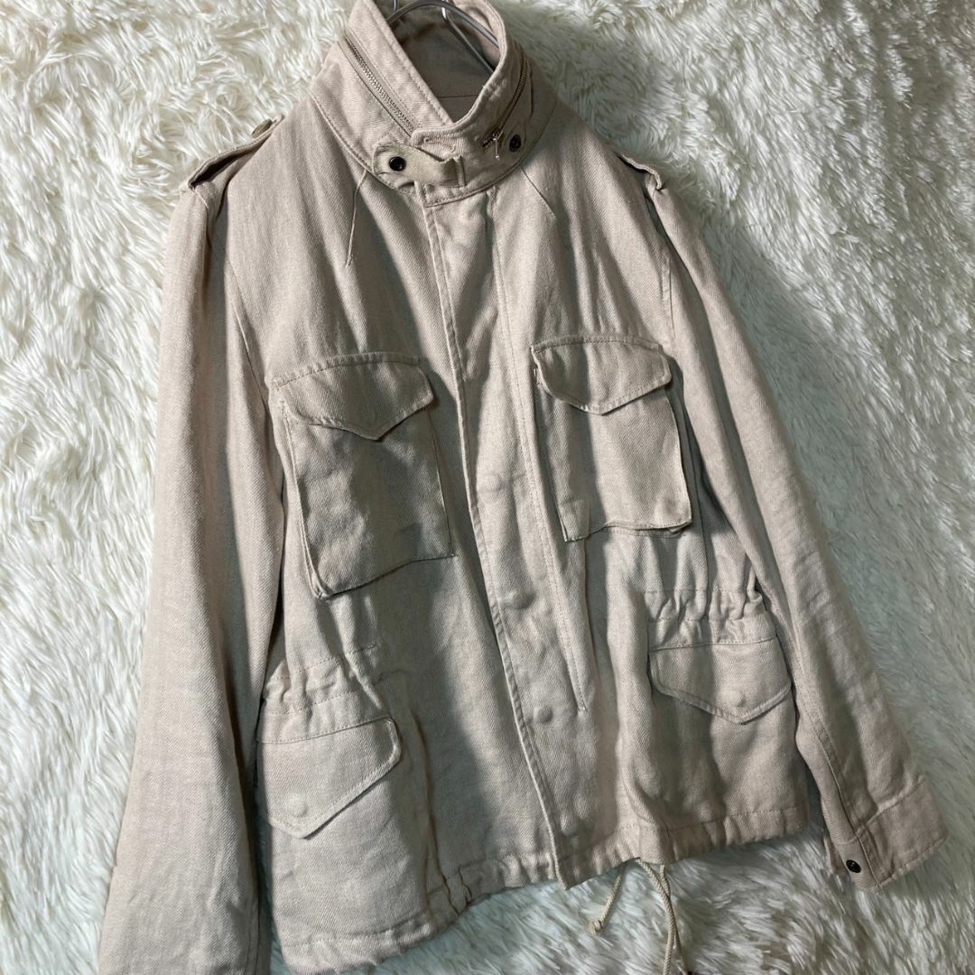 upper hights(アッパーハイツ)の美品 ARMY upper hights リネンミリタリージャケット 1 レディースのジャケット/アウター(ミリタリージャケット)の商品写真