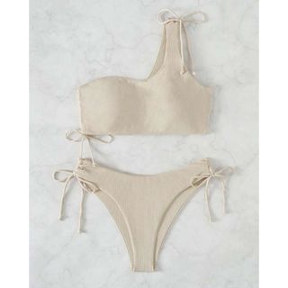 シーイン(SHEIN)のshein swim basics リブワンショルダー横結びビキニ　xs(水着)