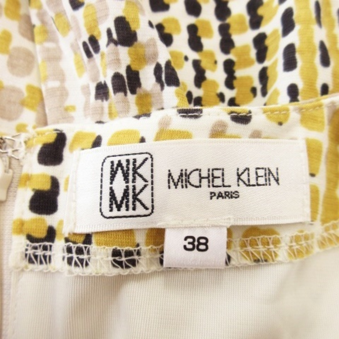 MK MICHEL KLEIN(エムケーミッシェルクラン)のMK ミッシェルクラン ワンピース ひざ丈 半袖 カシュクール ドット 38 黄 レディースのワンピース(ひざ丈ワンピース)の商品写真