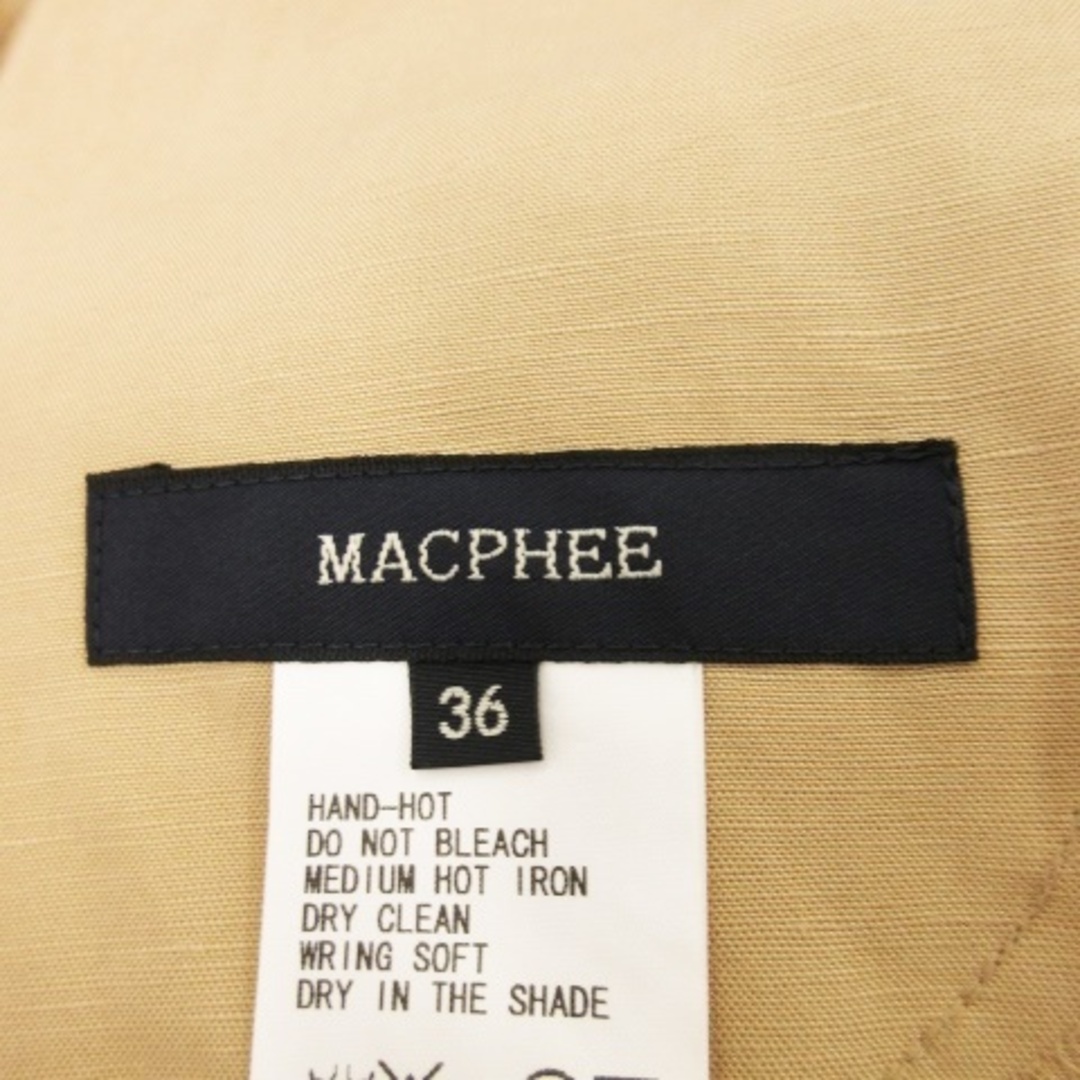 MACPHEE(マカフィー)のマカフィー スカート フレア ひざ丈 リネン タック トラッド 36 ベージュ レディースのスカート(ひざ丈スカート)の商品写真