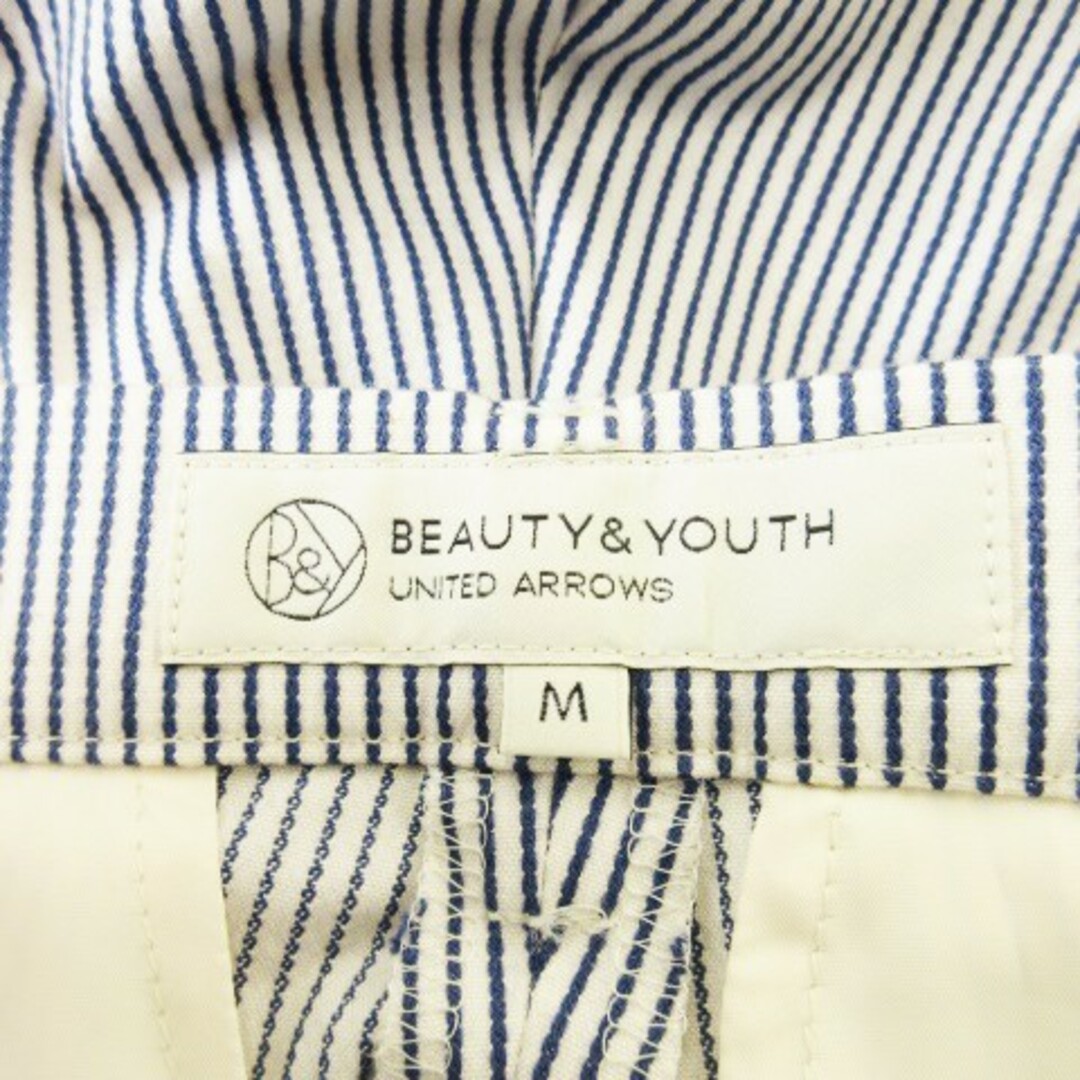 BEAUTY&YOUTH UNITED ARROWS(ビューティアンドユースユナイテッドアローズ)のB&Y パンツ スラックス テーパード アンクル ストレッチ ストライプ M 青 レディースのパンツ(その他)の商品写真