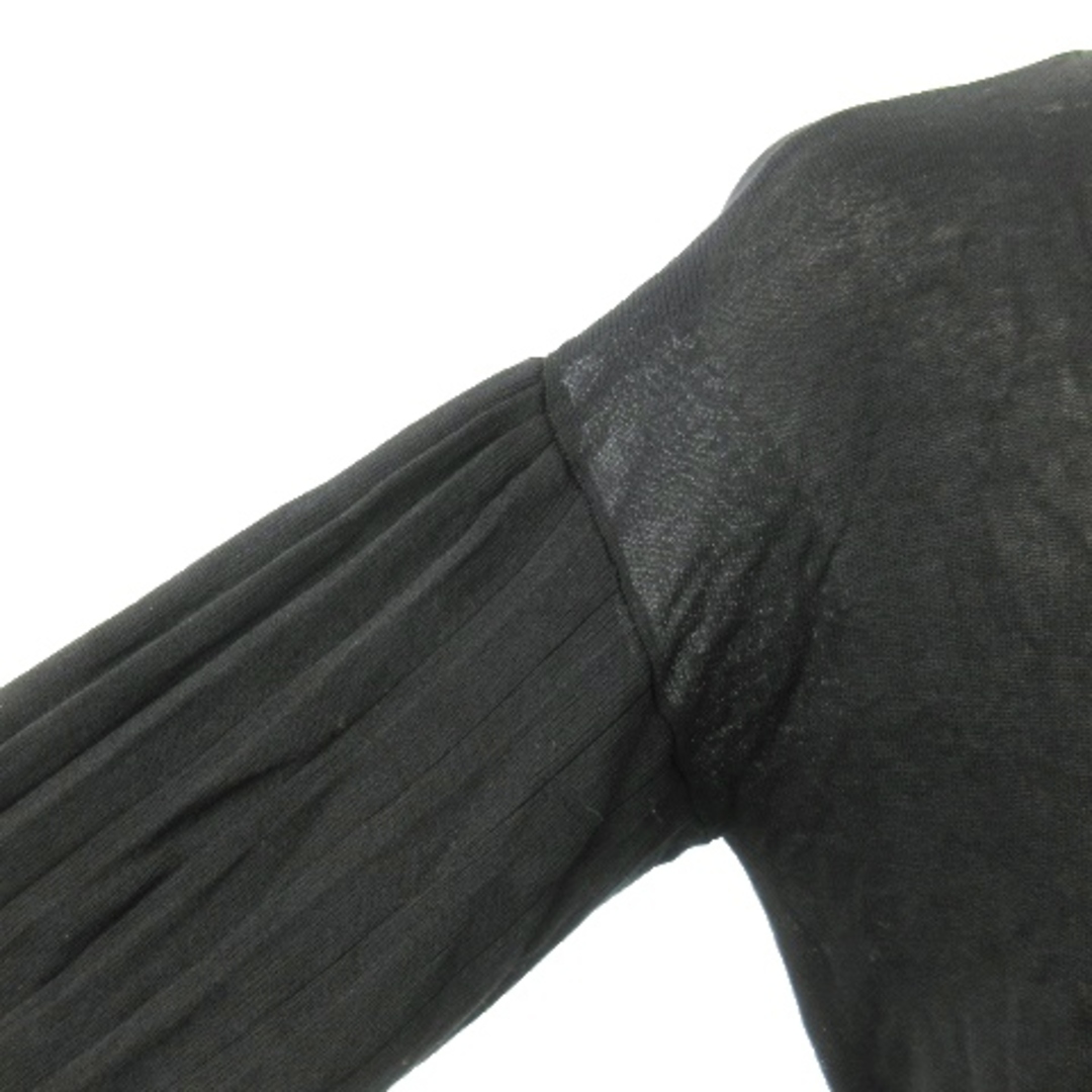 QUEENS COURT(クイーンズコート)のクイーンズコート カーディガン ニット 長袖 袖プリーツ パール リボン 2 黒 レディースのトップス(カーディガン)の商品写真