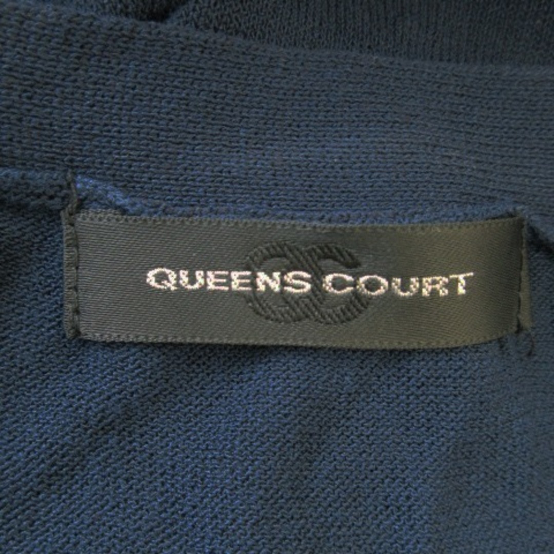 QUEENS COURT(クイーンズコート)のクイーンズコート カーディガン ニット 長袖 袖プリーツ パール リボン 2 紺 レディースのトップス(カーディガン)の商品写真