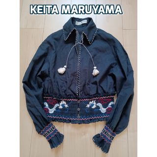 ケイタマルヤマ(KEITA MARUYAMA TOKYO PARIS)の美品　ケイタ マルヤマ 　チャイナ風　長袖刺繍ブラウス　ネイビーシャツ　龍(シャツ/ブラウス(長袖/七分))