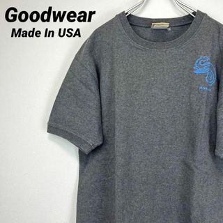 GOOD WEAR - USA製 グッドウェア バックプリントTシャツ M 裾リブ ワンポイント 古着