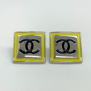 シャネル(CHANEL)の8435 シャネル ピアス ココマーク スクエア イエロー シルバー(ピアス)