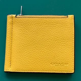 コーチ(COACH)のCOACH コーチ マネークリップ付き二つ折り財布 黄色いサイフ★極美品(財布)