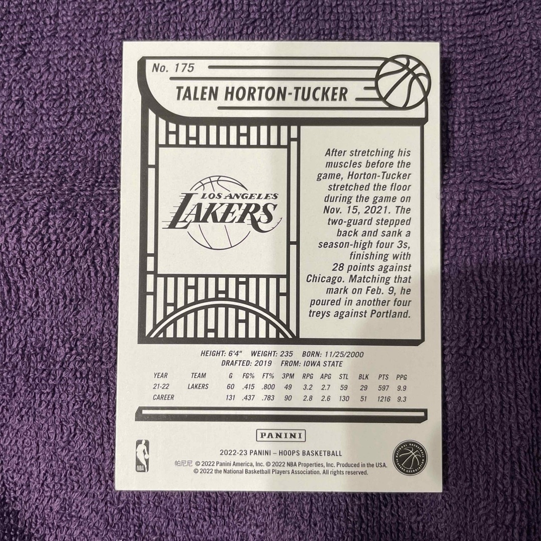 テイレン・ホートン=タッカー Hoops Purple NBA エンタメ/ホビーのトレーディングカード(シングルカード)の商品写真