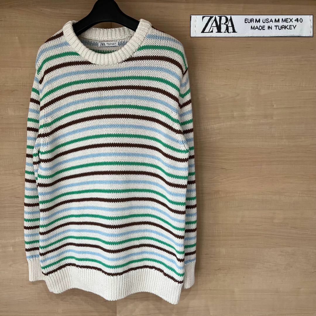 ZARA(ザラ)のZARA ザラ ボーダーニットマルチカラー メンズのトップス(ニット/セーター)の商品写真