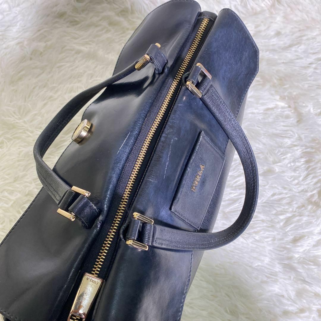 Furla(フルラ)のフルラ　ハンドバッグ　ミニボストン　レザー　PVC ロゴ　金具　大容量　黒 レディースのバッグ(ハンドバッグ)の商品写真
