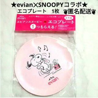 スヌーピー(SNOOPY)のスヌーピー　エビアン　エコプレート　1枚　ノベルティ　非売品(ノベルティグッズ)