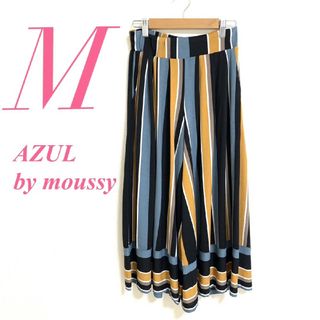 アズールバイマウジー(AZUL by moussy)のアズールバイマウジー M ガウチョパンツ 総柄 派手 カジュアルコーデ ブルー(カジュアルパンツ)