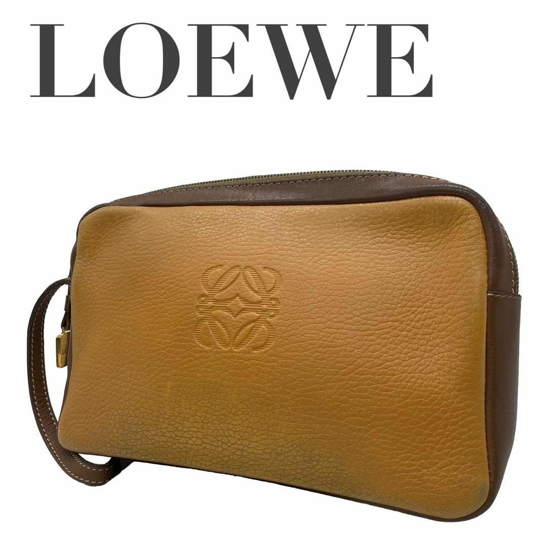 LOEWE ロエベ　s8 クラッチバッグ　アナグラム　セカンドバッグ　レザー　茶