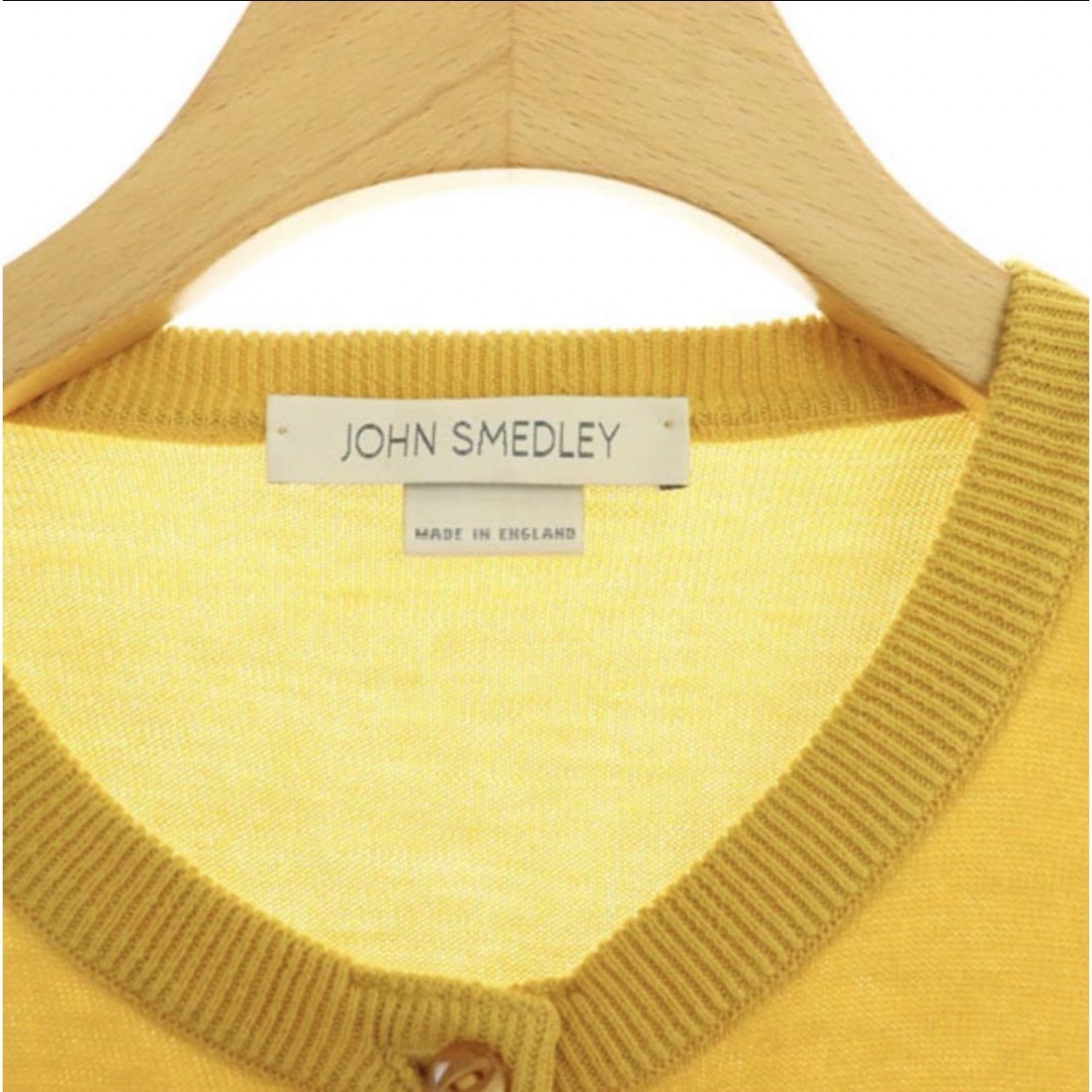 JOHN SMEDLEY(ジョンスメドレー)のジョンスメドレー  コットンカーディガン ニット 七分袖 XS 黄 イエロー レディースのトップス(カーディガン)の商品写真