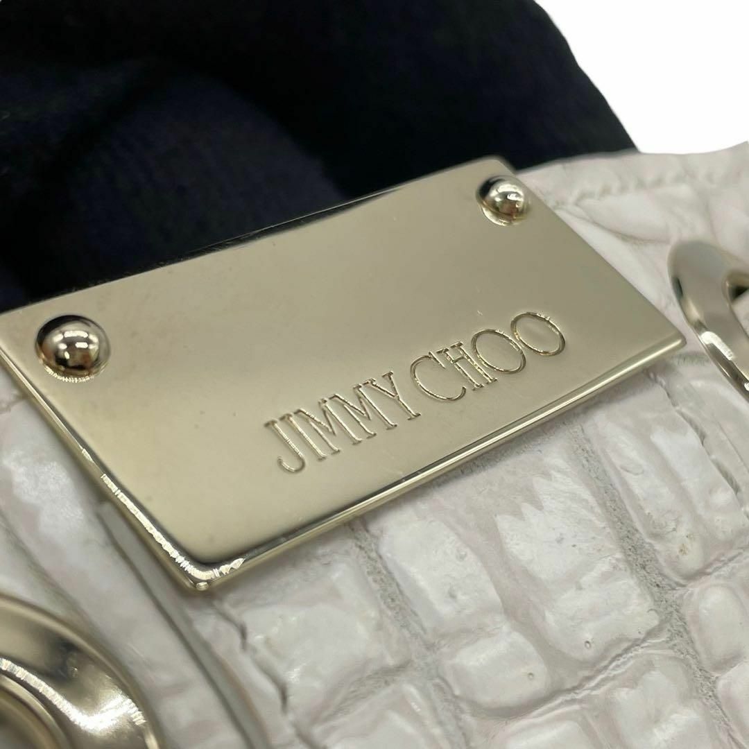 JIMMY CHOO(ジミーチュウ)のジミーチュウ　s8 クロコ型押し　肩掛け　ワンショルダーバッグ　ハンドバッグ　白 レディースのバッグ(ハンドバッグ)の商品写真