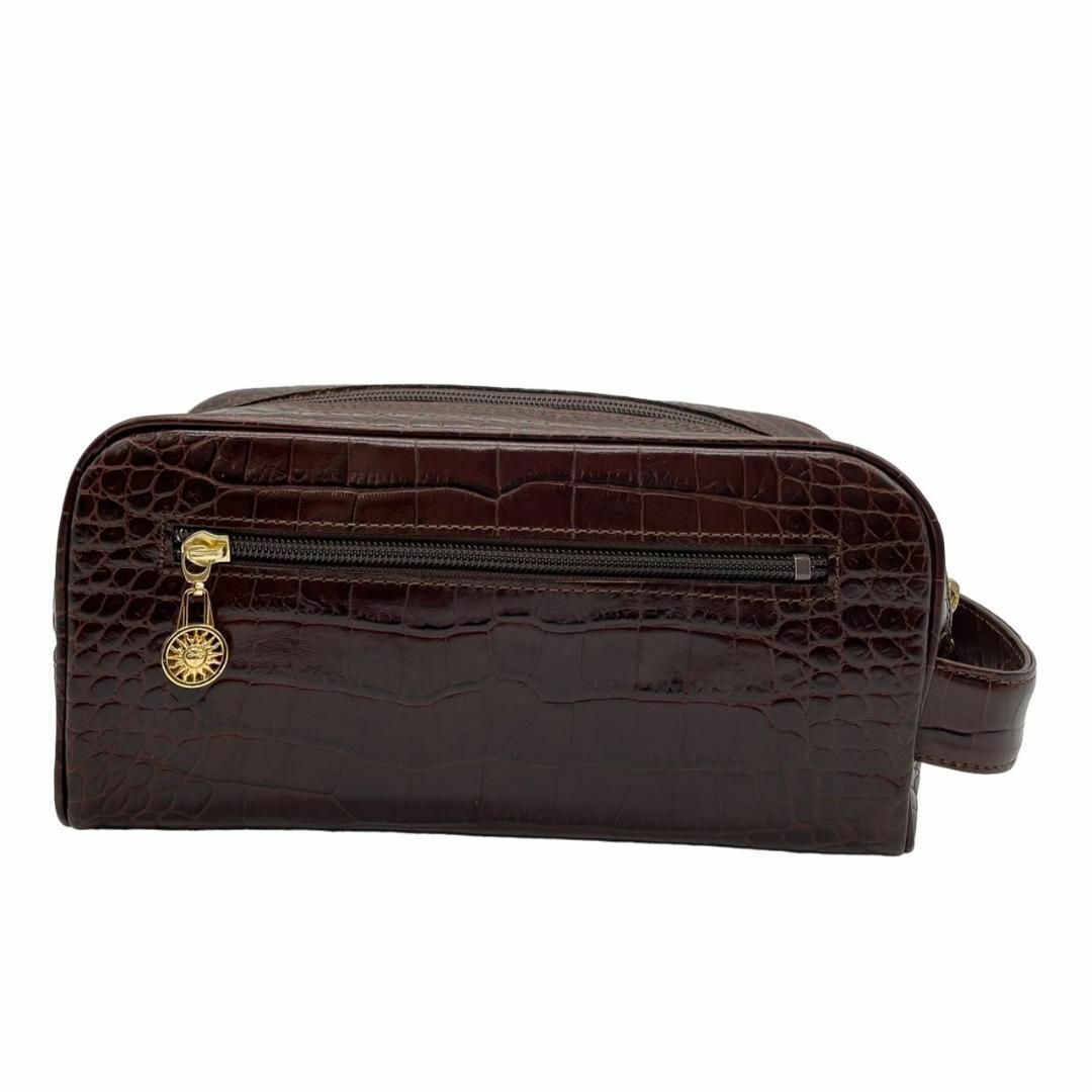 Gianni Versace(ジャンニヴェルサーチ)の美品　ジャンニ　ヴェルサーチ　D6 クロコ　クラッチバッグ　サンバースト　赤茶 メンズのバッグ(セカンドバッグ/クラッチバッグ)の商品写真