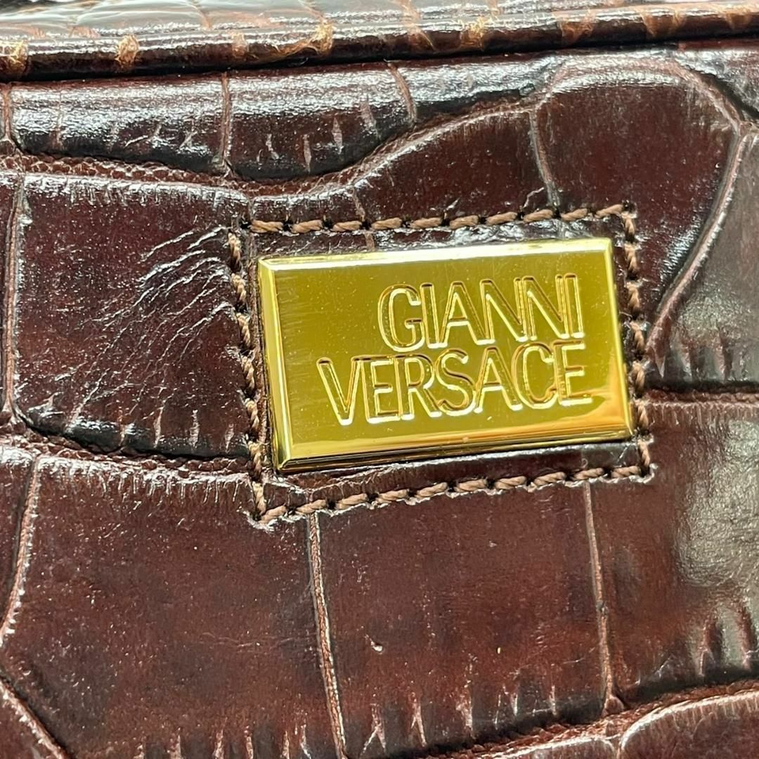 Gianni Versace(ジャンニヴェルサーチ)の美品　ジャンニ　ヴェルサーチ　D6 クロコ　クラッチバッグ　サンバースト　赤茶 メンズのバッグ(セカンドバッグ/クラッチバッグ)の商品写真