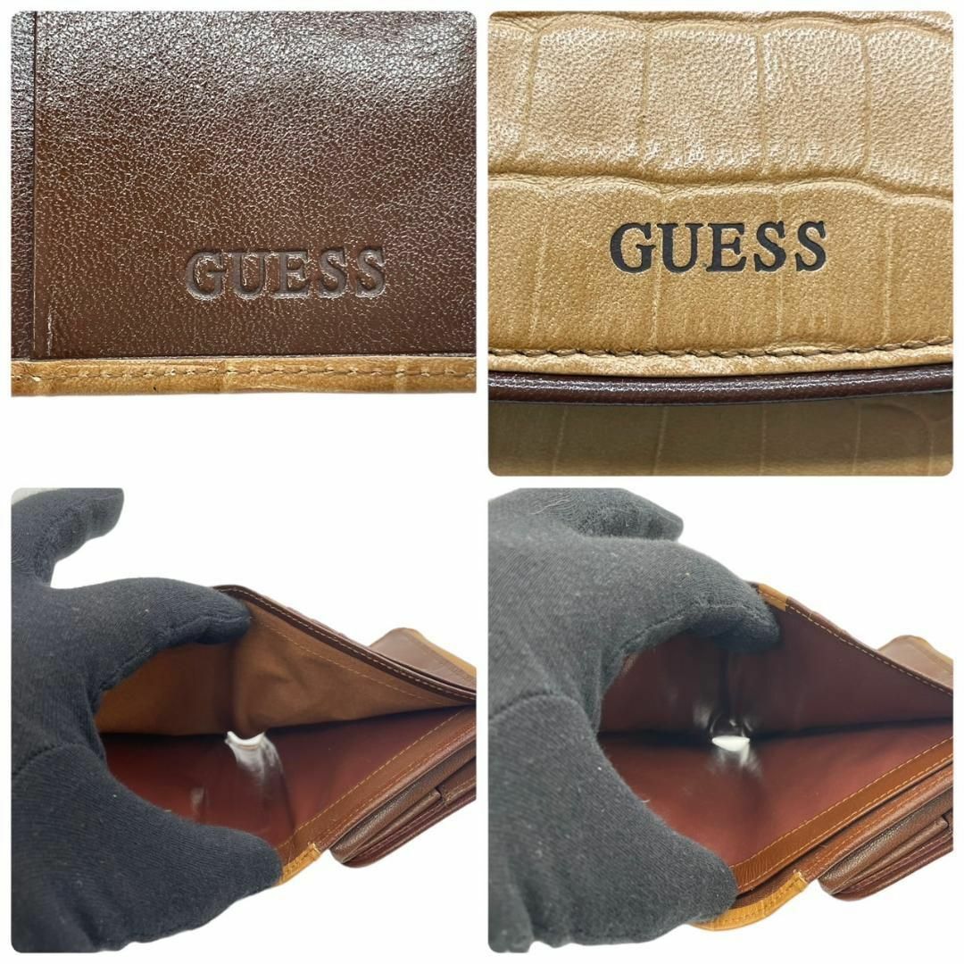 GUESS - 未使用品 GUESS ゲス W2 三つ折り財布 クロコ ダブルホック