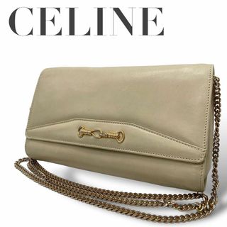 セリーヌ(celine)のCELINE セリーヌ　s36 チェーン　ショルダーバッグ　ベージュ　レザー(ショルダーバッグ)