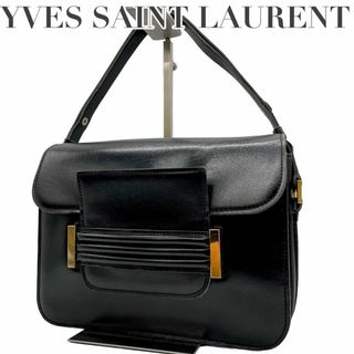 イヴサンローラン(Yves Saint Laurent)の良品　イヴサンローラン　E7 肩掛け　ワンショルダーバッグ　レザー　ブラック　黒(ショルダーバッグ)