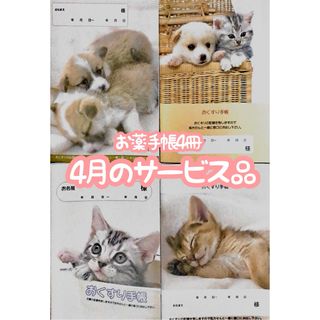 お薬手帳4冊　3月のサービス品(ノート/メモ帳/ふせん)