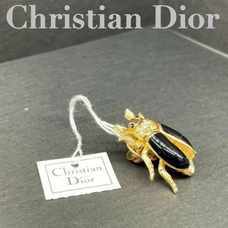 クリスチャンディオール(Christian Dior)の美品　ディオール　h2 ビンテージ　ブローチ　黄金虫　ラインストーン　ゴールド(ブローチ/コサージュ)