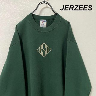 【USA製】 ジャージーズ/JERZEES スウェット 刺繍デザイン 緑 古着(スウェット)