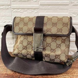 グッチ(Gucci)のグッチ GG キャンバス×レザー ウエスト ボディ バッグ コンパクト ブラウン(その他)