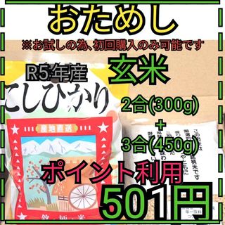 ポイント利用※5分つき　富山県産コシヒカリお試し２合＋３合(米/穀物)