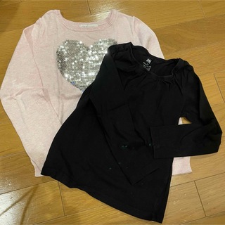 エイチアンドエム(H&M)のH&M 110 用服2枚セット　薄手セーターと黒無地ロンT(Tシャツ/カットソー)