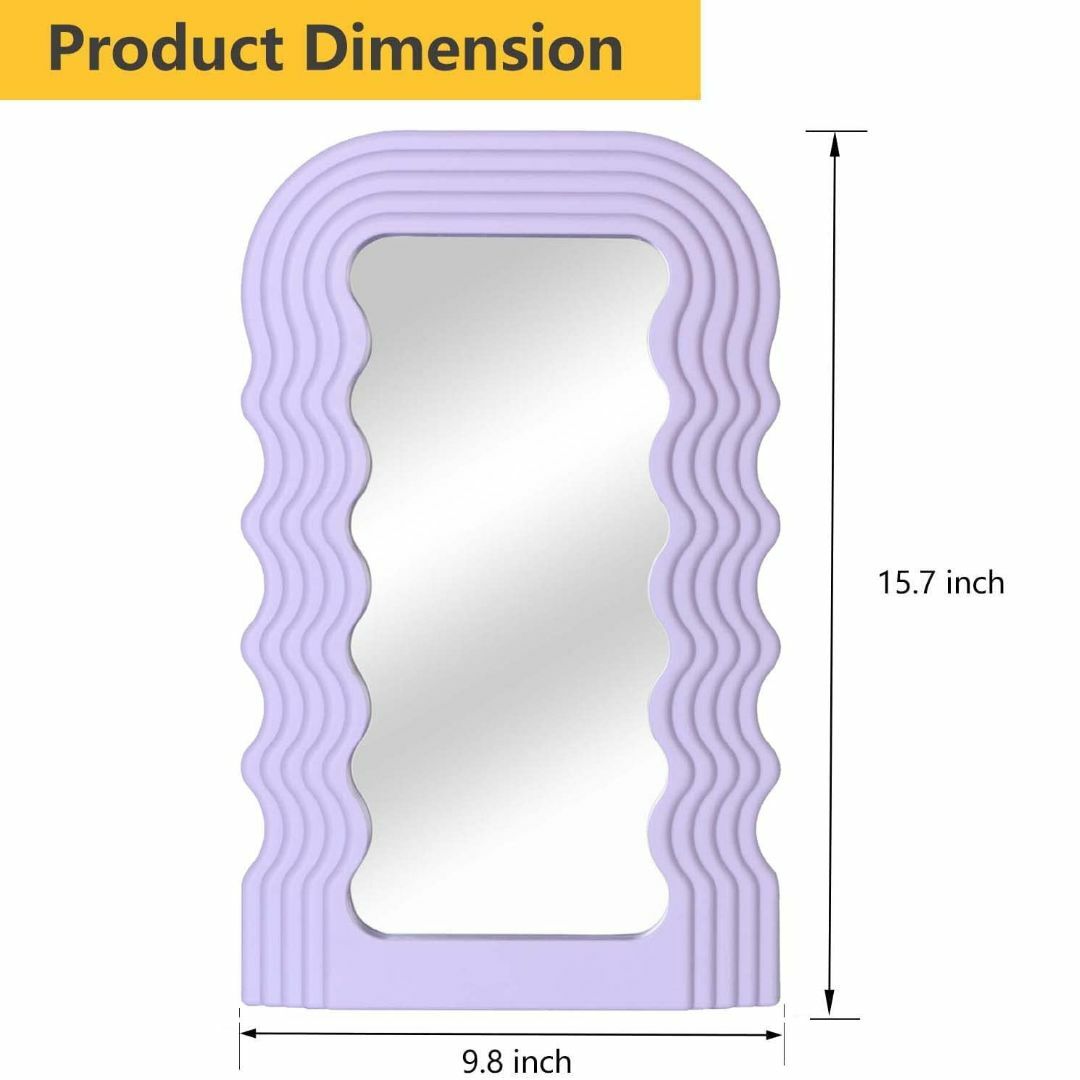 【色: パープル】Simmer Stone 美しい壁掛けミラー 波型フレームミラ インテリア/住まい/日用品のインテリア小物(壁掛けミラー)の商品写真