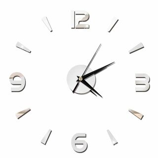 【色: 銀】ウォールクロックステッカー ウォールクロック 掛け時計 壁時計 DI(置時計)