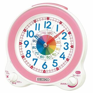 【色: 薄ピンク】セイコークロック 目覚まし時計 置き時計 知育 アナログ 薄ピ(置時計)