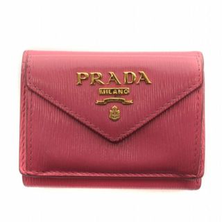 プラダ(PRADA)のプラダ ヴィッテロムーヴ 三つ折り財布 ミニウォレット ロゴ金具 レザー ピンク(財布)