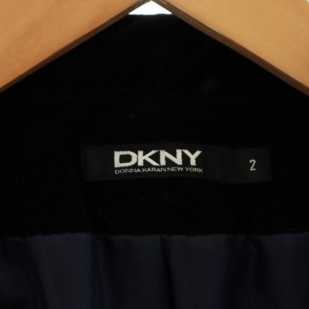 DKNY(ダナキャランニューヨーク)のDKNY ショールカラージャケット ショート シングル コーデュロイ 2 M 紺 レディースのジャケット/アウター(その他)の商品写真