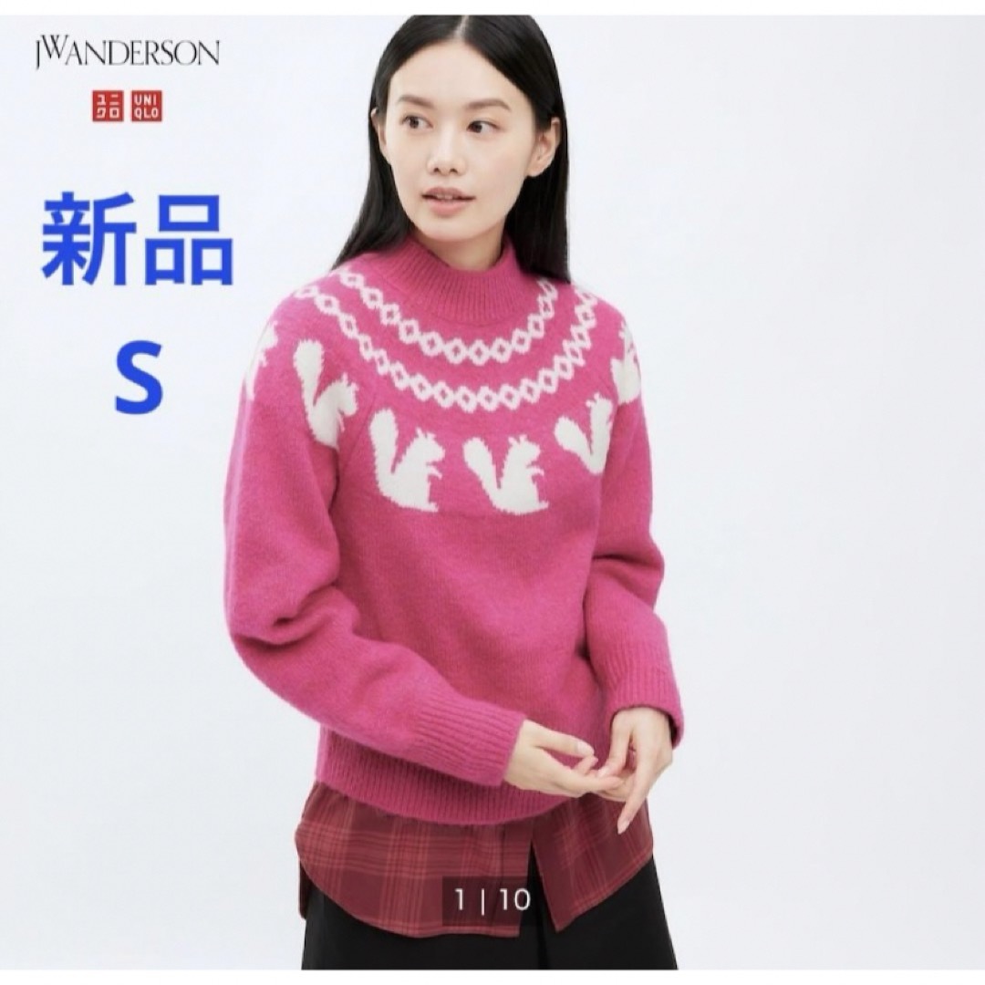 UNIQLO(ユニクロ)のユニクロ　ジャカードクルーネックセーター　S レディースのトップス(ニット/セーター)の商品写真