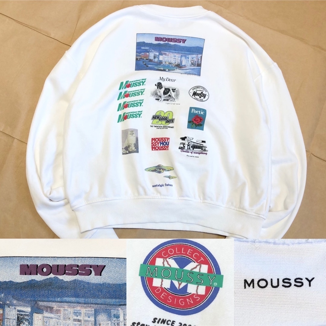 moussy(マウジー)のmoussy スウェット 白 バックプリント トレーナー ホワイト レディースのトップス(トレーナー/スウェット)の商品写真