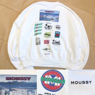 マウジー(moussy)のmoussy スウェット 白 バックプリント トレーナー ホワイト(トレーナー/スウェット)