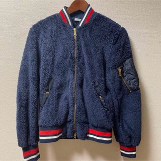 チャンピオン(Champion)の美品　チャンピオン　ボアフリース　ジップアップ　パーカー　ネイビー(パーカー)