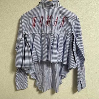 オフホワイト(OFF-WHITE)のOFFWHITE バックロゴ ストライプオーバーシャツ  レディース XS(シャツ/ブラウス(長袖/七分))