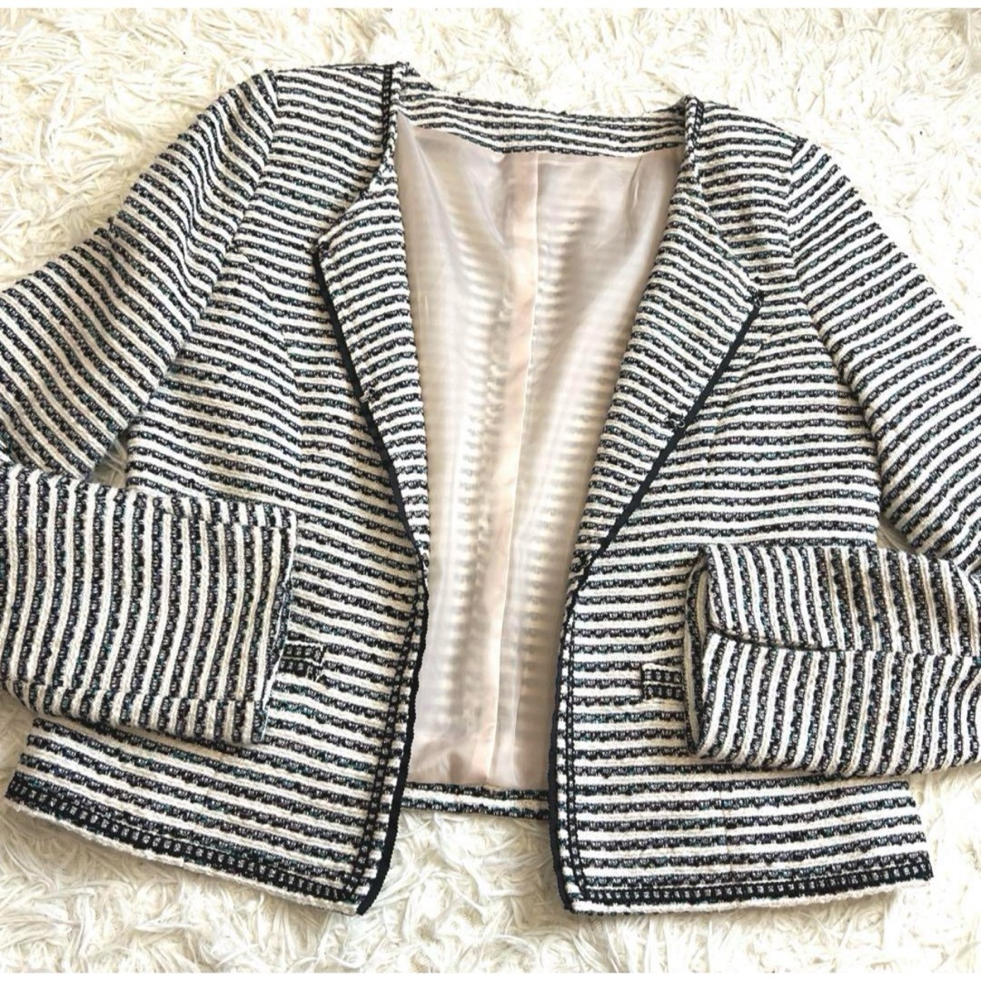 LORENZO RIGHI ノーカラージャケット セットアップ　ツイード レディースのフォーマル/ドレス(スーツ)の商品写真