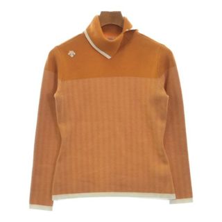 デサント(DESCENTE)のDESCENTE デサント ニット・セーター M オレンジx白(ヘリンボーン) 【古着】【中古】(ニット/セーター)