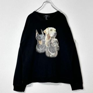 フォーエバー FOREVER 21 スウェット トレーナー US製 L 黒  犬(スウェット)