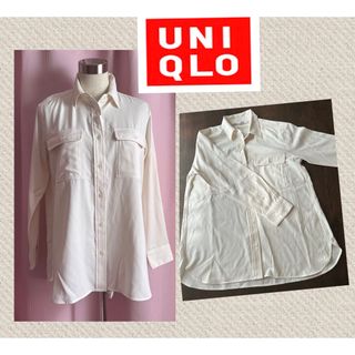 ユニクロ(UNIQLO)の【UNIQLO ユニクロ】長袖シャツ ブラウス トップス ホワイト (シャツ/ブラウス(長袖/七分))