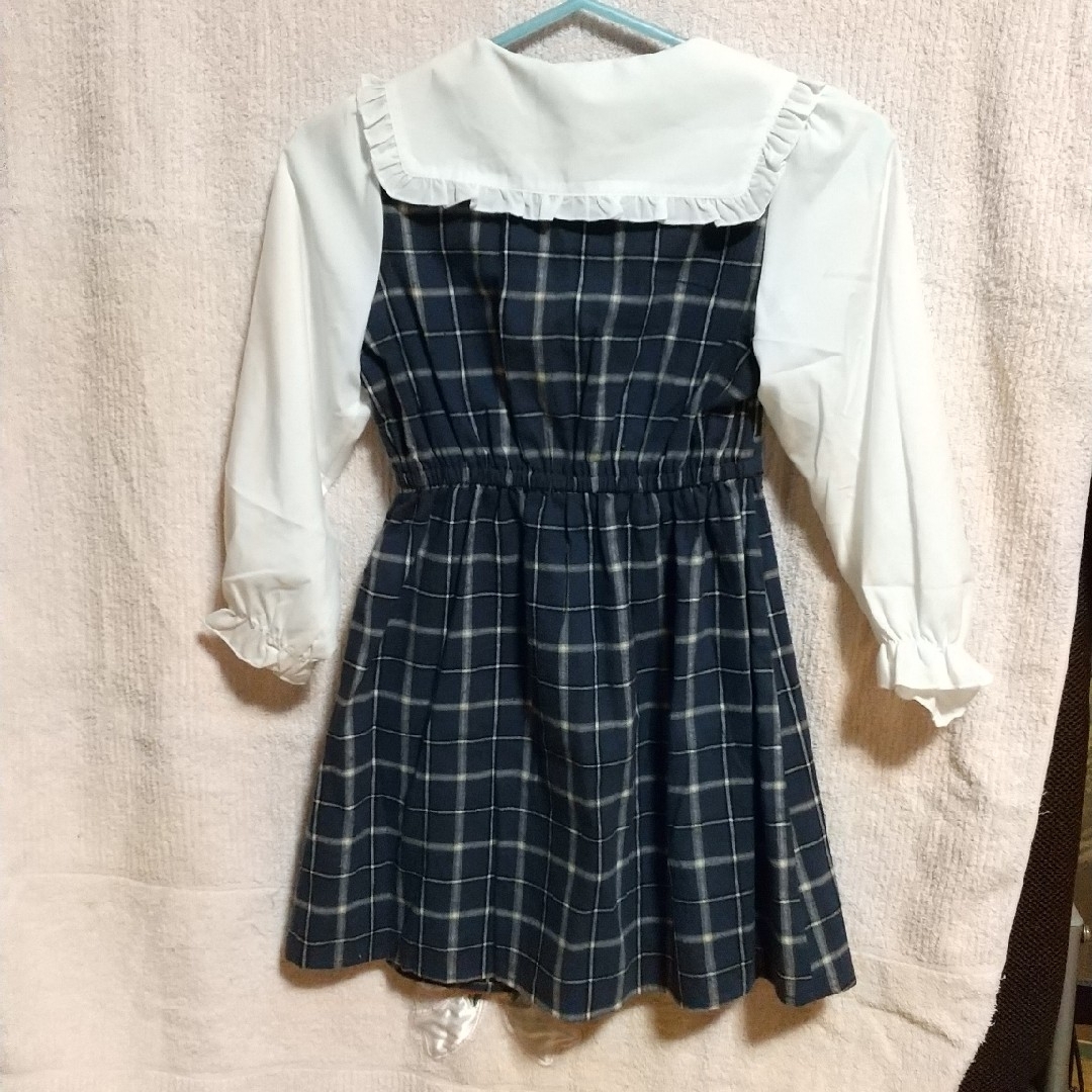 ブルーチェックワンピース  120㎝ キッズ/ベビー/マタニティのキッズ服女の子用(90cm~)(ワンピース)の商品写真