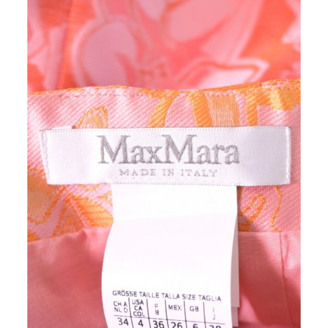 Max Mara(マックスマーラ)のMax Mara ひざ丈スカート 38(S位) ピンクxオレンジ(花柄) 【古着】【中古】 レディースのスカート(ひざ丈スカート)の商品写真