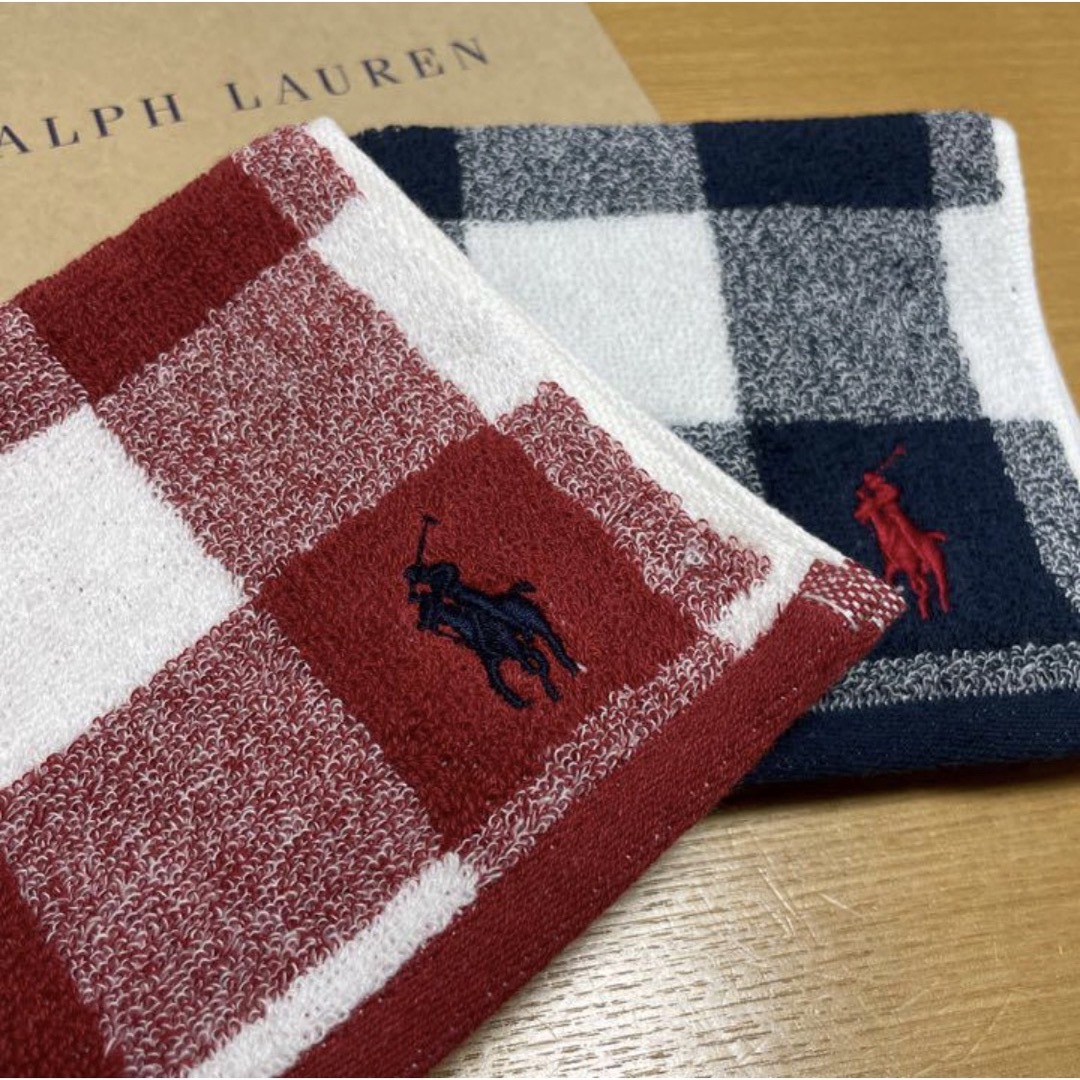 Ralph Lauren(ラルフローレン)の新品未使用　ラルフローレン　ハンドタオル　2枚　チェック レディースのファッション小物(ハンカチ)の商品写真